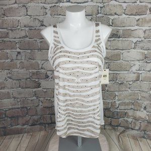 Calvin Klein Dressy  Tank Crystal Accents Zebra XS